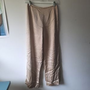 Pure Silk Mid Rise Straight Leg Trouser Pants